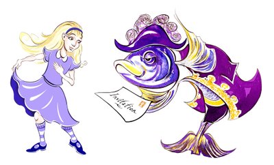 Alice and the Fish Footman - illustration to Lewis Carroll